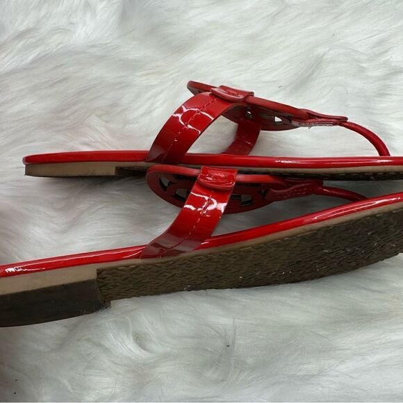 Tory Burch Bright Rainbow Ruby Red Miller Sandals 9 - Picture 9 of 9